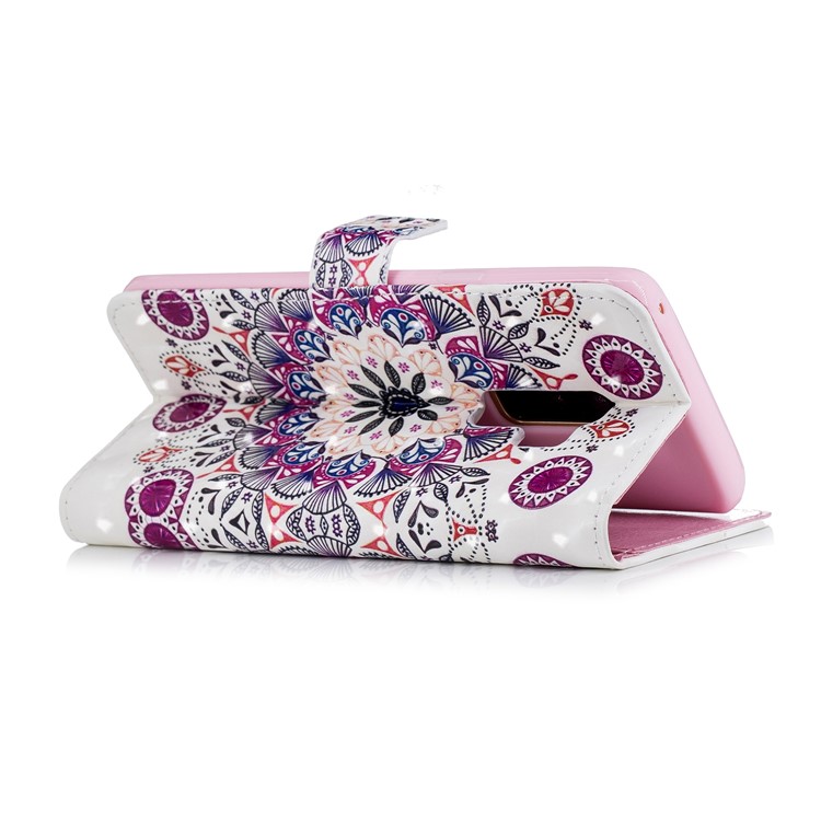 For Samsung Galaxy S9+ G965 Patterned Rubberized Leather Wallet Stand Cover - Mandala-4
