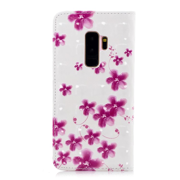 Patterned Rubberized Leather Wallet Phone Casing for Samsung Galaxy S9+ G965 - Flowers-2