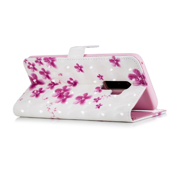 Patterned Rubberized Leather Wallet Phone Casing for Samsung Galaxy S9+ G965 - Flowers-3