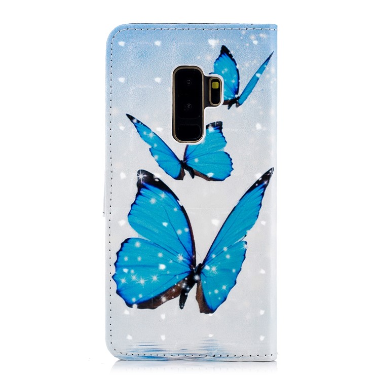 Patterned Rubberized Leather Wallet Flip Case Cover for Samsung Galaxy S9+ G965 - Butterflies-2