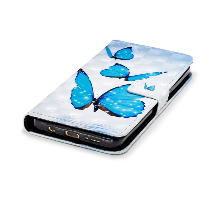 Patterned Rubberized Leather Wallet Flip Case Cover for Samsung Galaxy S9+ G965 - Butterflies-4