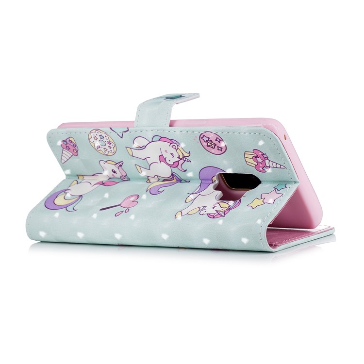 Light Spot Embossed Leather Stand Phone Casing for Samsung Galaxy S9 SM-G960 - Unicorns-4
