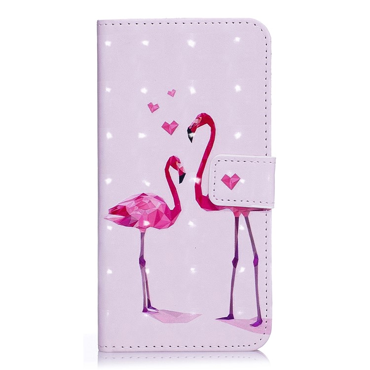 Light Spot Embossed Leather Wallet Phone Shell for Samsung Galaxy S9 SM-G960 - Flamingos-2