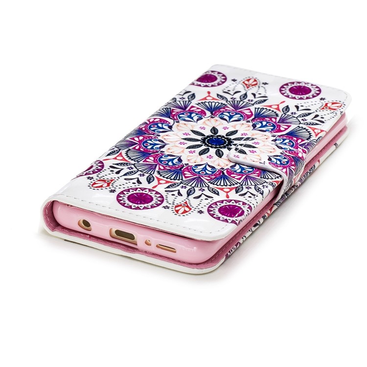 Light Spot Embossed Leather Wallet Cell Phone Cover for Samsung Galaxy S9 SM-G960 - Retro Flower-6