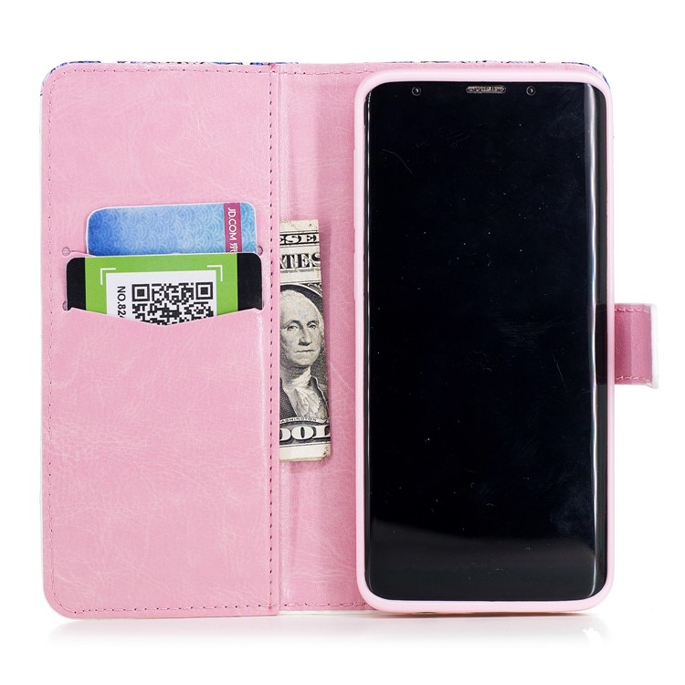Light Spot Embossed Leather Stand Protective Case for Samsung Galaxy S9 SM-G960 - Pretty Flowers-6