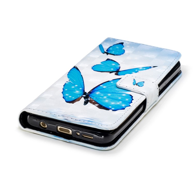 Light Spot Embossed Leather Wallet Protection Cover for Samsung Galaxy S9 SM-G960 - Blue Butterflies-5