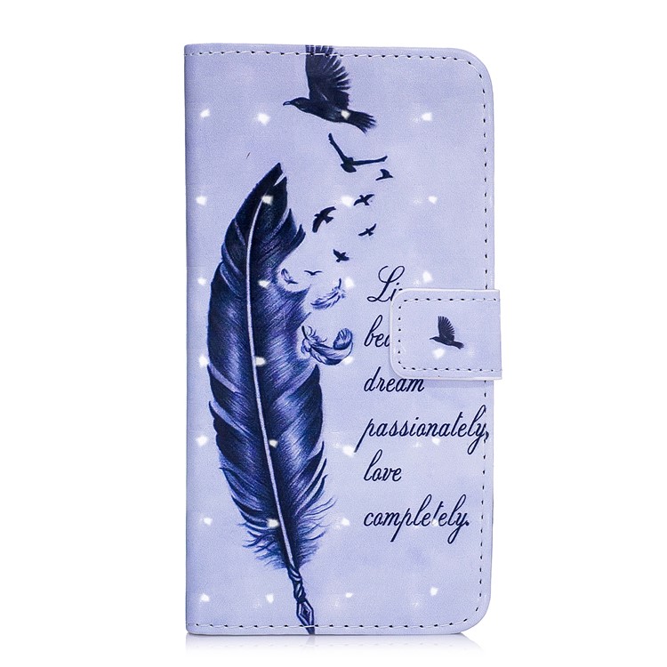 Light Spot Embossed Leather Wallet Mobile Casing for Samsung Galaxy S9 SM-G960 - Feather and Birds-2