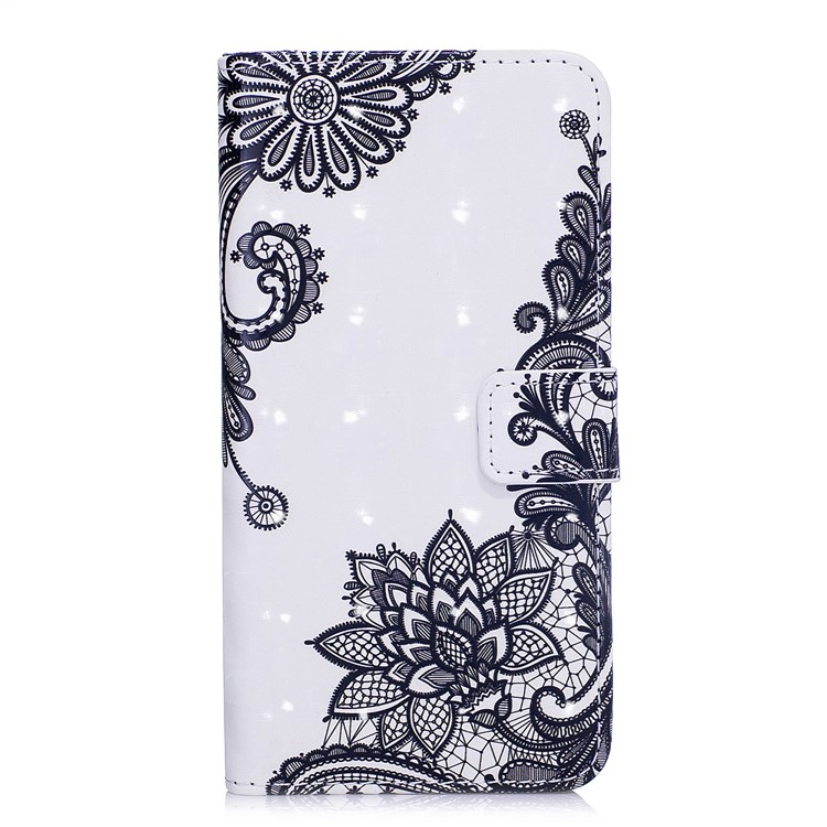 Light Spot Embossed Leather Stand Flip Case for Samsung Galaxy S9 SM-G960 - Lace Flower-2