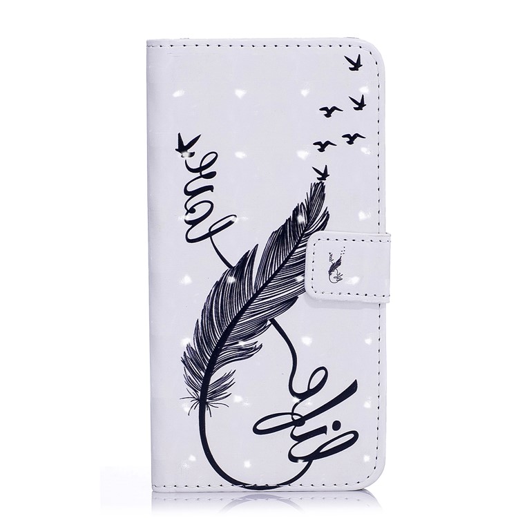 Light Spot Embossed Leather Wallet Phone Flip Cover for Samsung Galaxy S9 SM-G960 - Quill Pen-2