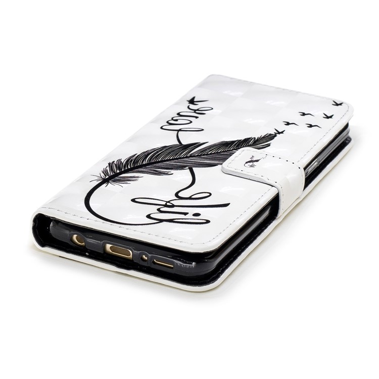 Light Spot Embossed Leather Wallet Phone Flip Cover for Samsung Galaxy S9 SM-G960 - Quill Pen-5