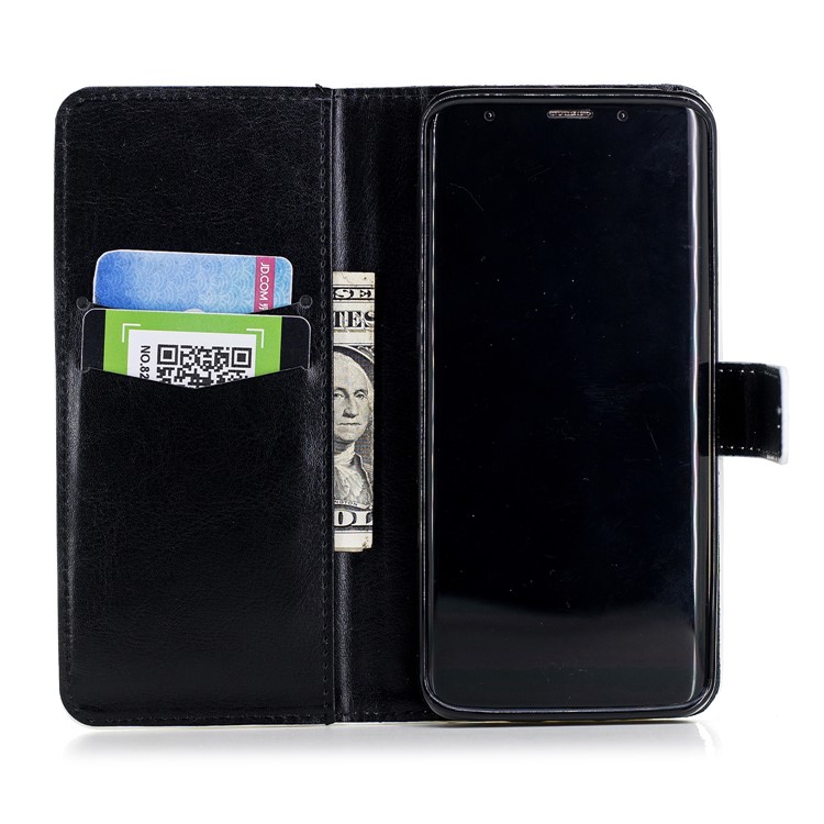 Light Spot Embossed Leather Wallet Phone Flip Cover for Samsung Galaxy S9 SM-G960 - Quill Pen-6