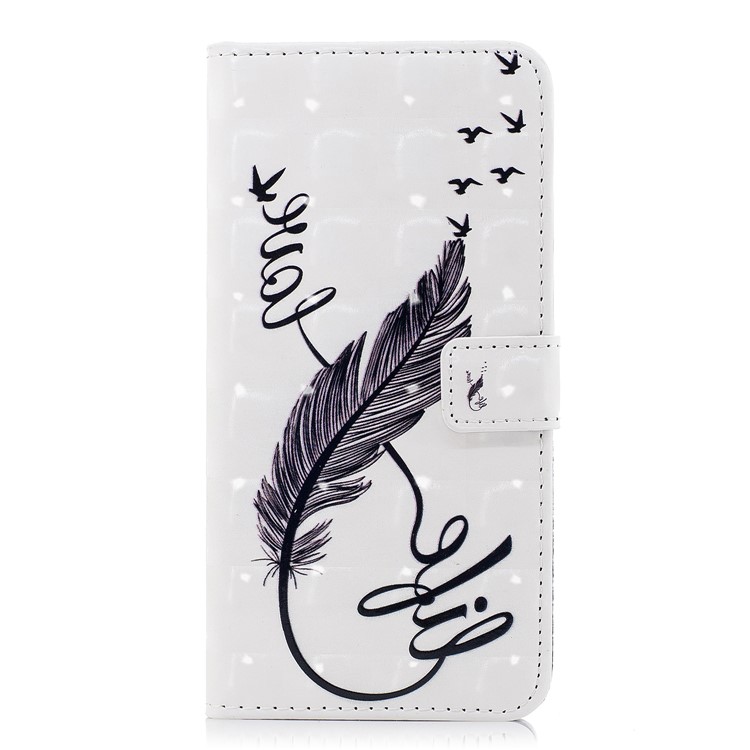 Pattern Printing Wallet Leather Stand Cover for Samsung Galaxy A8 (2018) - Quill Pen-2