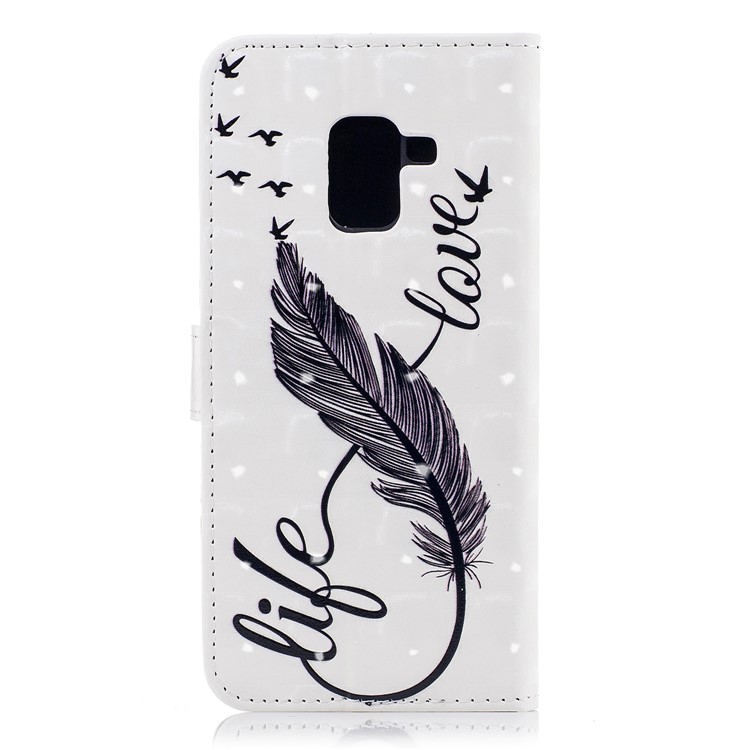 Pattern Printing Wallet Leather Stand Cover for Samsung Galaxy A8 (2018) - Quill Pen-3