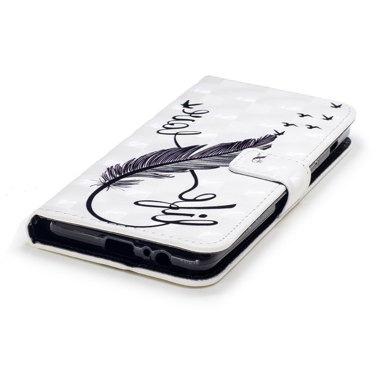 Pattern Printing Wallet Leather Stand Cover for Samsung Galaxy A8 (2018) - Quill Pen-4