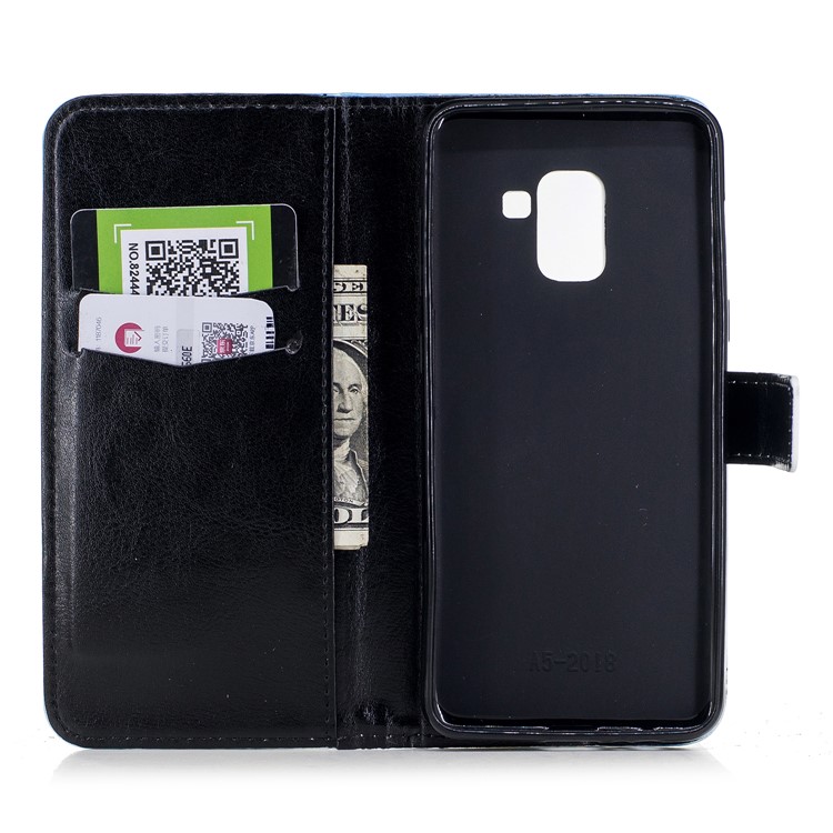 Pattern Printing Wallet Leather Stand Cover for Samsung Galaxy A8 (2018) - Quill Pen-6