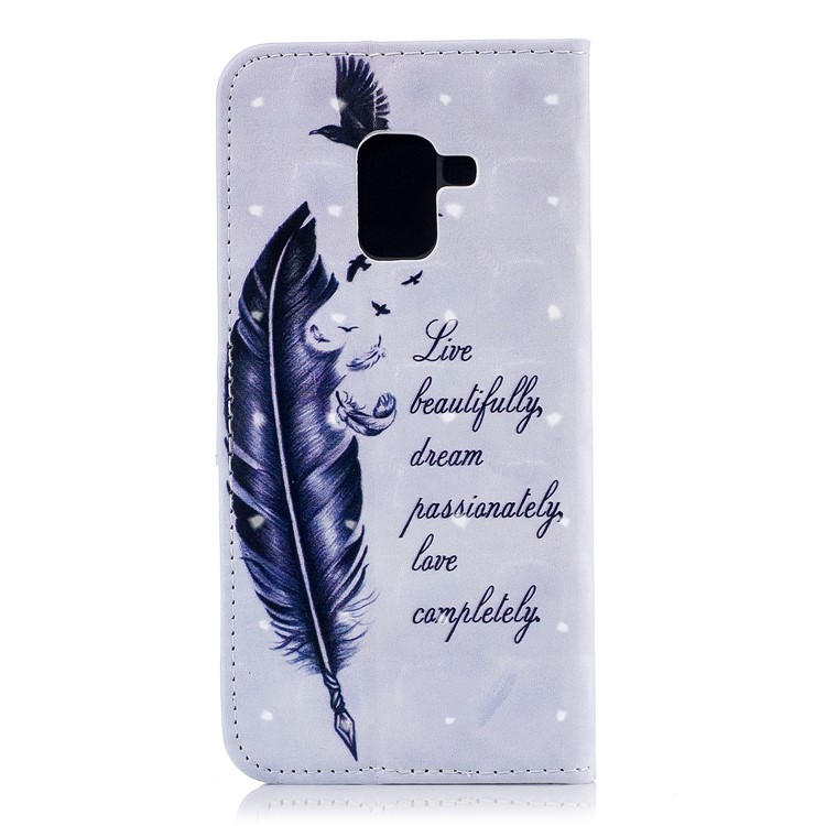 Pattern Printing Wallet Leather Cell Phone Case for Samsung Galaxy A8 (2018) - Feather and Quote-3