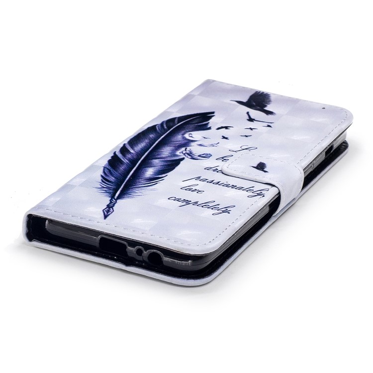 Pattern Printing Wallet Leather Cell Phone Case for Samsung Galaxy A8 (2018) - Feather and Quote-4