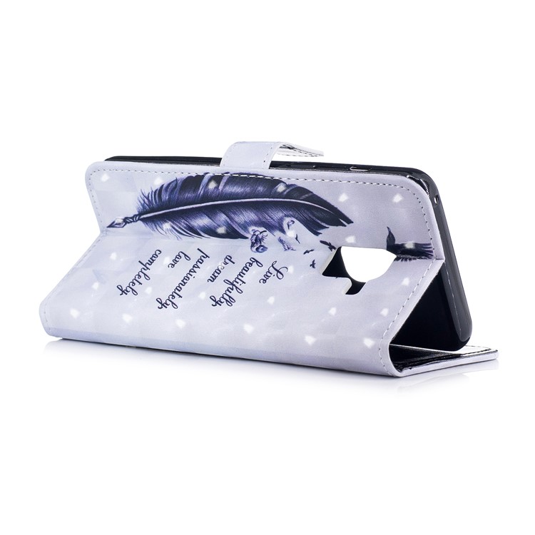 Pattern Printing Wallet Leather Cell Phone Case for Samsung Galaxy A8 (2018) - Feather and Quote-5