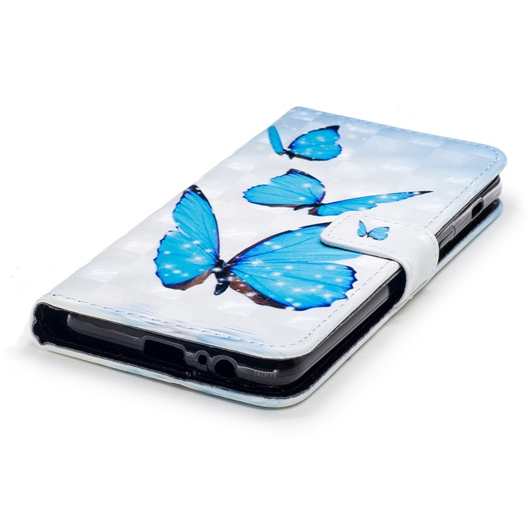Pattern Printing Magnetic Leather Stand Case for Samsung Galaxy A8 (2018) - Blue Butterflies-4