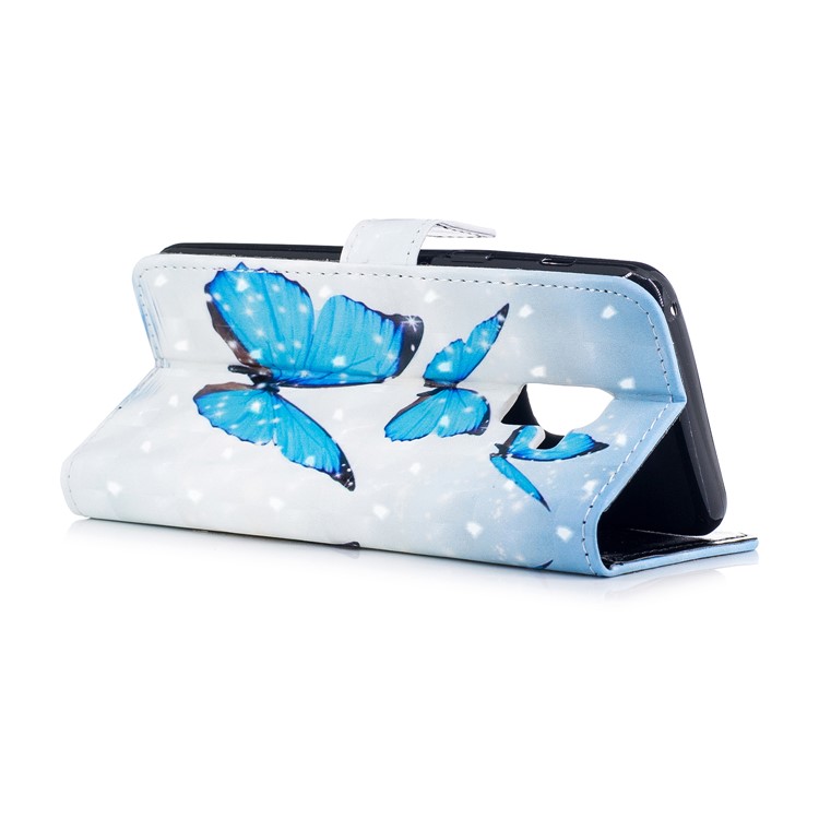 Pattern Printing Magnetic Leather Stand Case for Samsung Galaxy A8 (2018) - Blue Butterflies-5