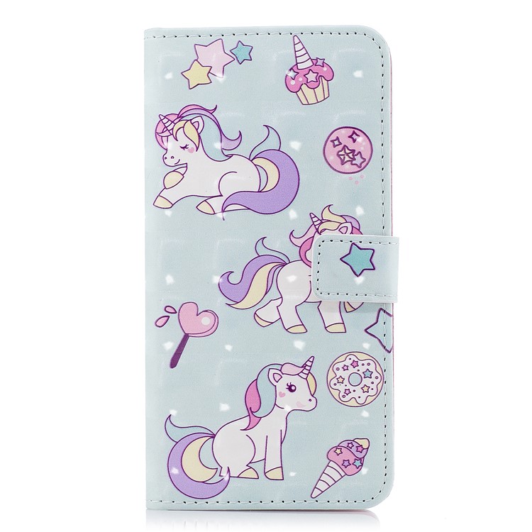 Pattern Printing Magnetic Leather Stand Cover for Samsung Galaxy A8 (2018) - Unicorn-2