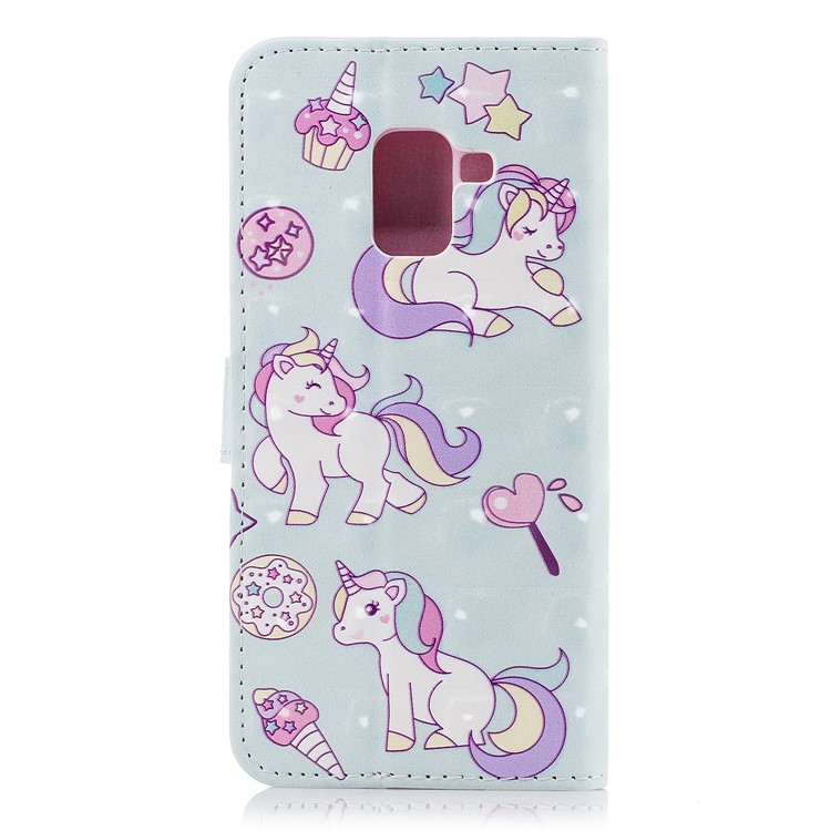Pattern Printing Magnetic Leather Stand Cover for Samsung Galaxy A8 (2018) - Unicorn-3