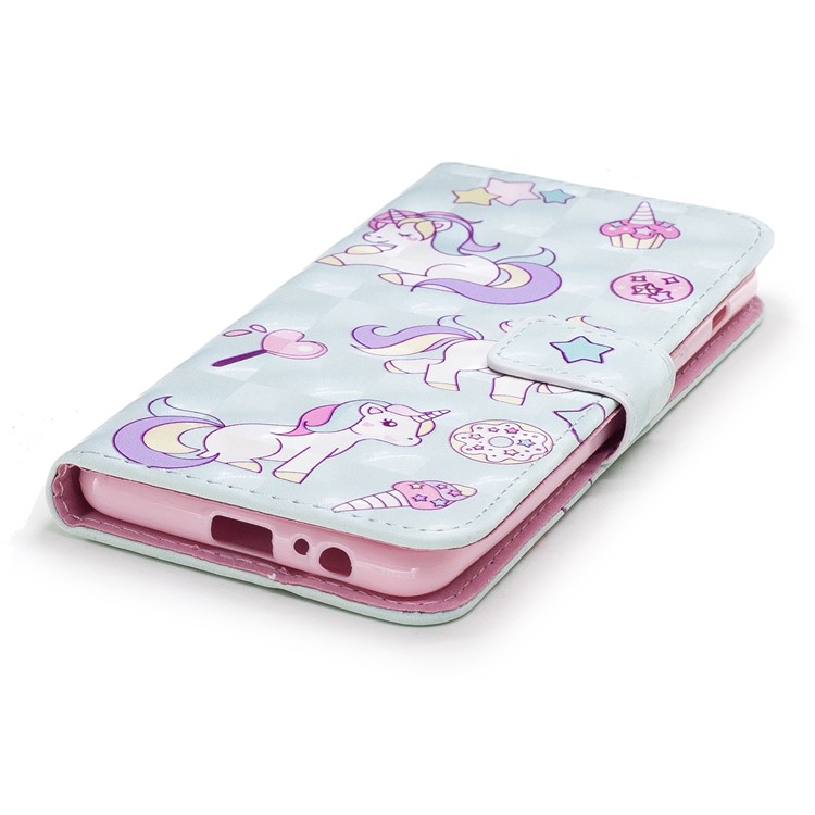 Pattern Printing Magnetic Leather Stand Cover for Samsung Galaxy A8 (2018) - Unicorn-4