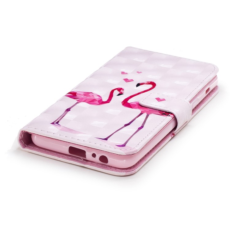 Pattern Printing Wallet Leather Case with Stand for Samsung Galaxy A8 (2018) - Flamingos-4