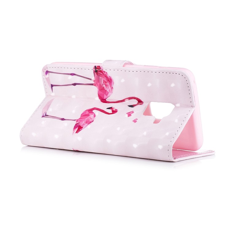 Pattern Printing Wallet Leather Case with Stand for Samsung Galaxy A8 (2018) - Flamingos-5
