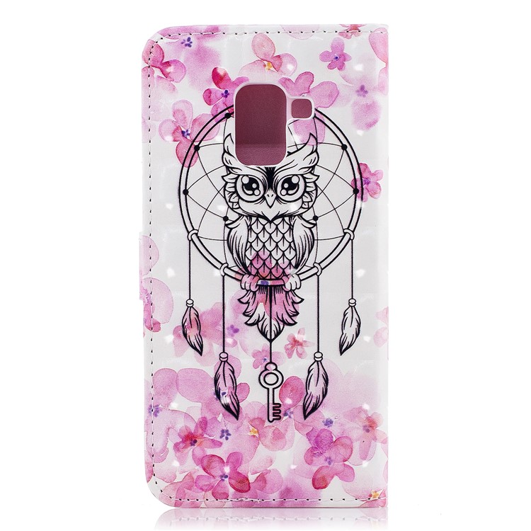 Pattern Printing Wallet Leather Cover with Stand for Samsung Galaxy A8 (2018) - Owl on Dream Catcher-3