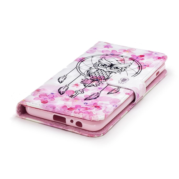 Pattern Printing Wallet Leather Cover with Stand for Samsung Galaxy A8 (2018) - Owl on Dream Catcher-4