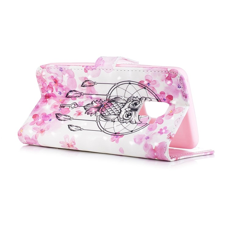 Pattern Printing Wallet Leather Cover with Stand for Samsung Galaxy A8 (2018) - Owl on Dream Catcher-5