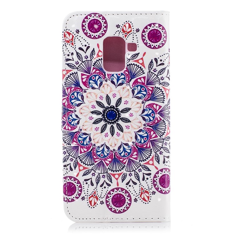 Pattern Printing Leather Wallet Case for Samsung Galaxy A8 (2018) - Flower Pattern-3