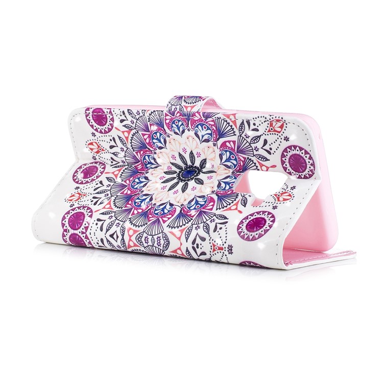 Pattern Printing Leather Wallet Case for Samsung Galaxy A8 (2018) - Flower Pattern-5