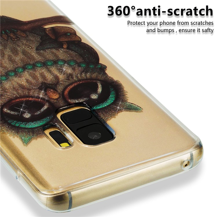IMD Glitter Powder TPU Phone Case for Samsung Galaxy S9 SM-G960 - Owl Pattern-3