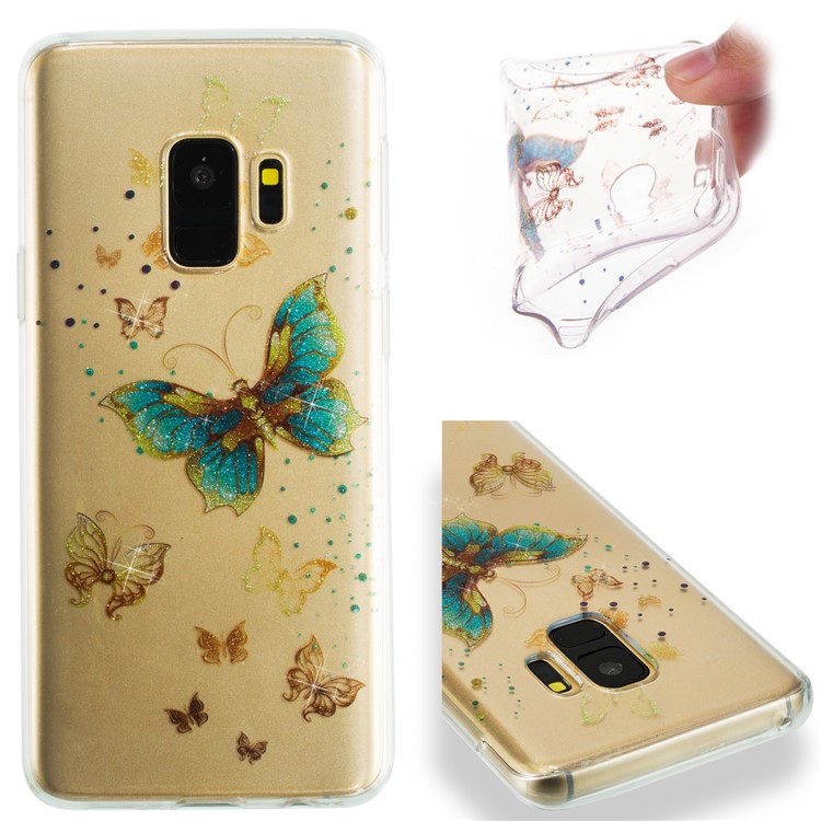 IMD Glitter Powder TPU Phone Shell for Samsung Galaxy S9 SM-G960 - Pretty Butterflies-1
