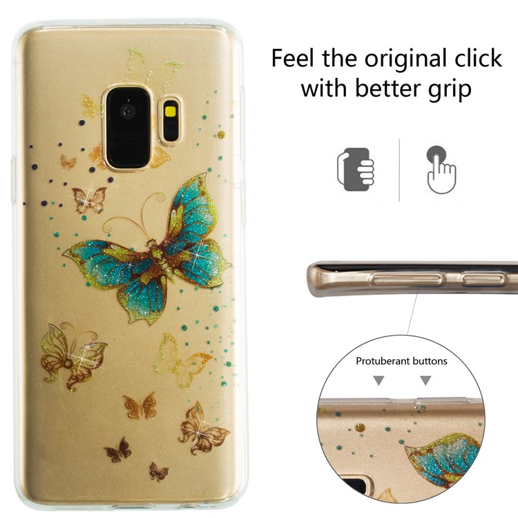 IMD Glitter Powder TPU Phone Shell for Samsung Galaxy S9 SM-G960 - Pretty Butterflies-2