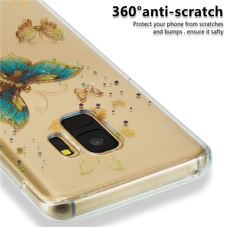 IMD Glitter Powder TPU Phone Shell for Samsung Galaxy S9 SM-G960 - Pretty Butterflies-3