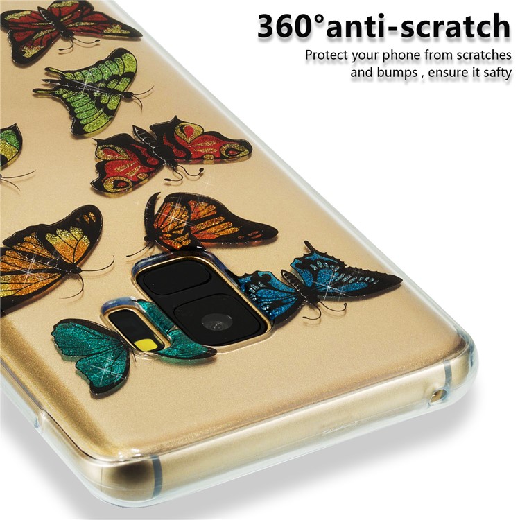 IMD Glitter Powder TPU Phone Casing for Samsung Galaxy S9 SM-G960 - Multiple Butterflies-3