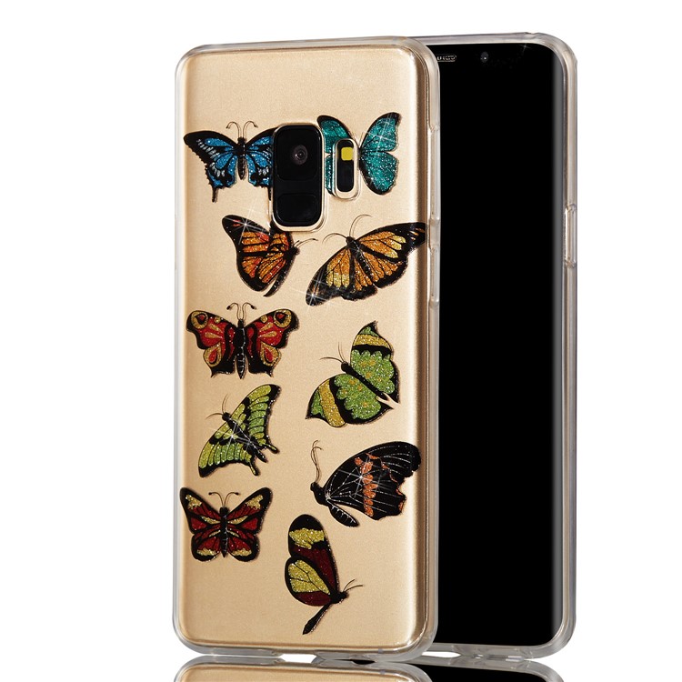 IMD Glitter Powder TPU Phone Casing for Samsung Galaxy S9 SM-G960 - Multiple Butterflies-6