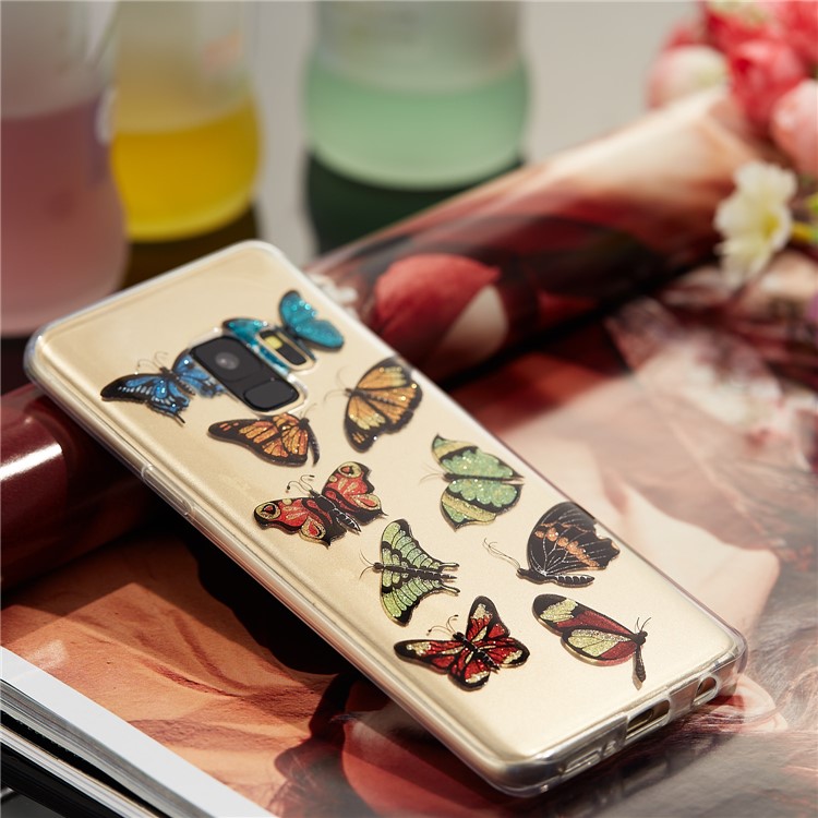 IMD Glitter Powder TPU Phone Casing for Samsung Galaxy S9 SM-G960 - Multiple Butterflies-7