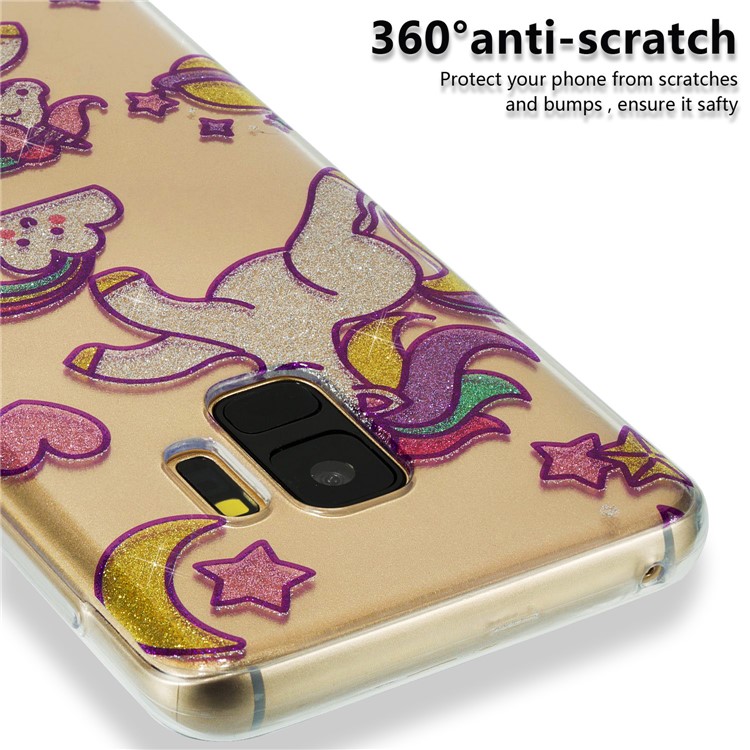 IMD Glitter Powder TPU Mobile Phone Cover for Samsung Galaxy S9 SM-G960 - Playing Unicorns-3