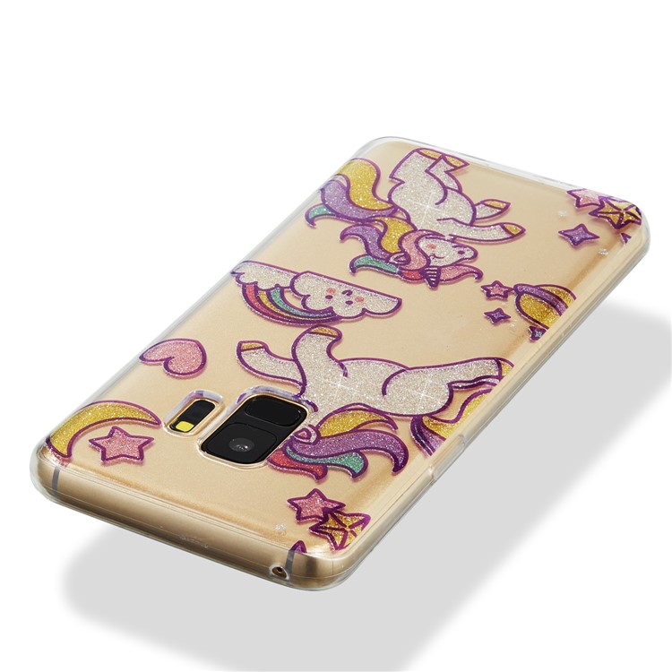 IMD Glitter Powder TPU Mobile Phone Cover for Samsung Galaxy S9 SM-G960 - Playing Unicorns-4