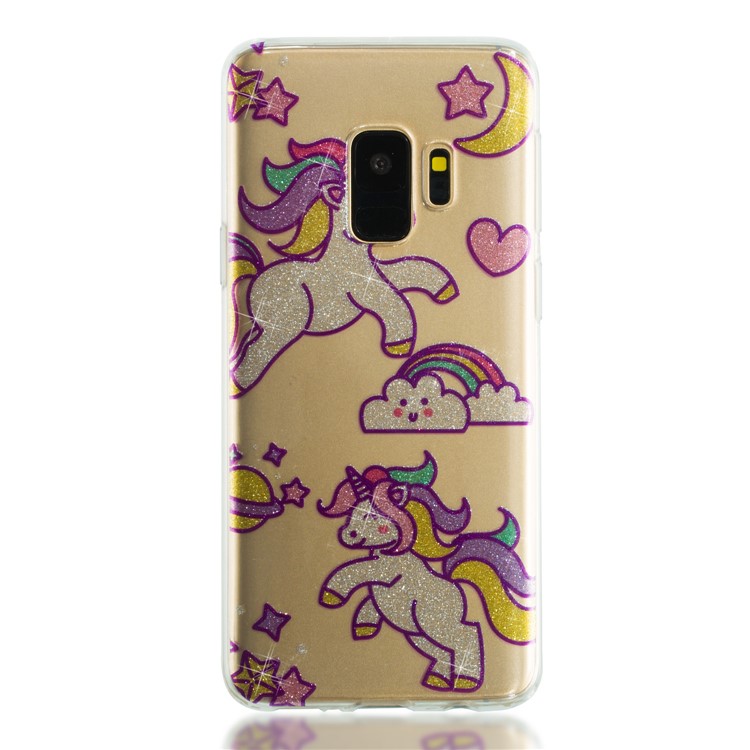 IMD Glitter Powder TPU Mobile Phone Cover for Samsung Galaxy S9 SM-G960 - Playing Unicorns-5