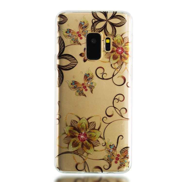 IMD Glitter Powder TPU Back Case for Samsung Galaxy S9 SM-G960 - Butterflies and Flowers-4