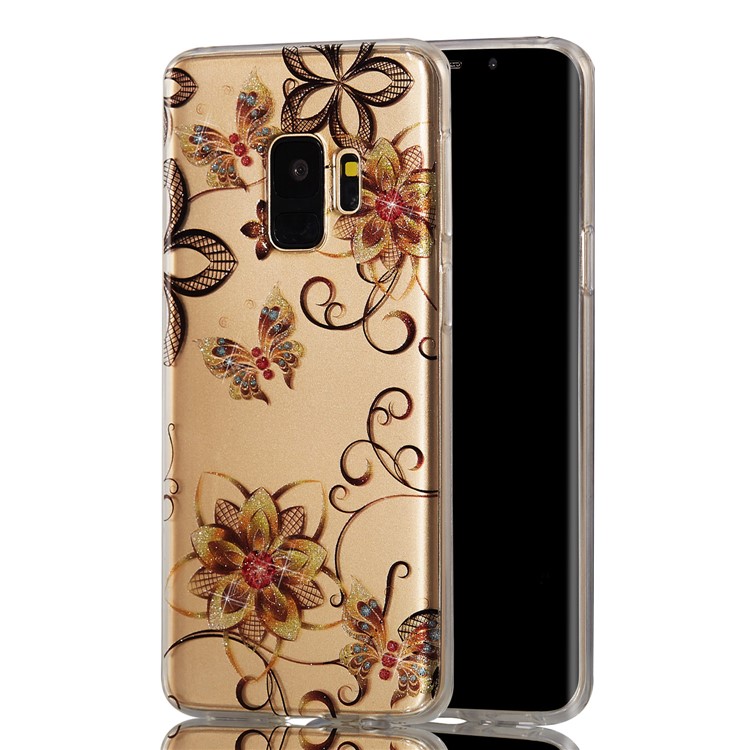 IMD Glitter Powder TPU Back Case for Samsung Galaxy S9 SM-G960 - Butterflies and Flowers-5