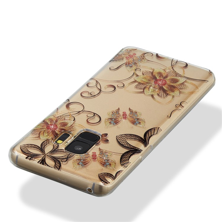 IMD Glitter Powder TPU Back Case for Samsung Galaxy S9 SM-G960 - Butterflies and Flowers-7