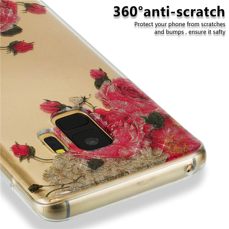 IMD Glitter Powder TPU Back Casing for Samsung Galaxy S9 SM-G960 - Pretty Roses-3