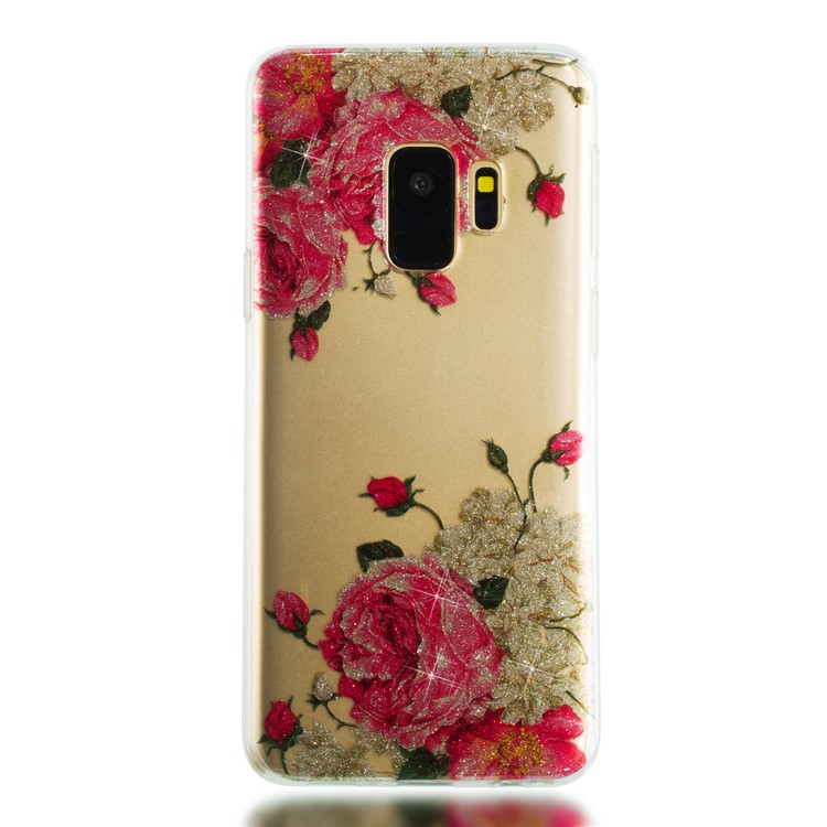 IMD Glitter Powder TPU Back Casing for Samsung Galaxy S9 SM-G960 - Pretty Roses-4
