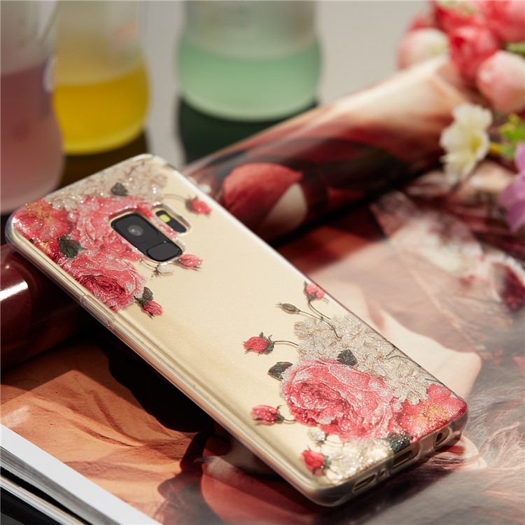 IMD Glitter Powder TPU Back Casing for Samsung Galaxy S9 SM-G960 - Pretty Roses-5